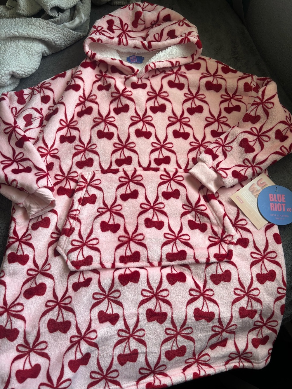 Cherry Print Blanket Hoodie